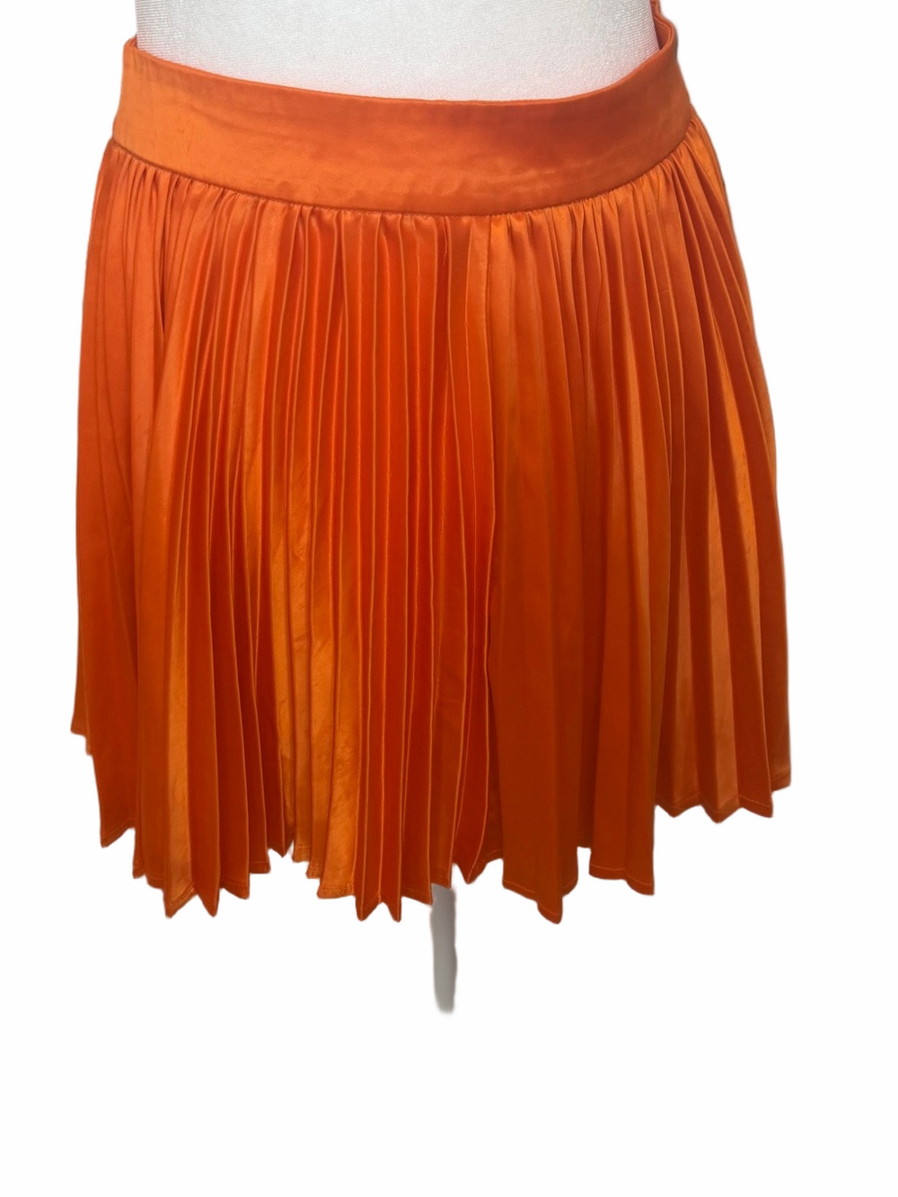 AKIRA Stay Mad Pleated Satin Mini Skirt Orange NWT Size M